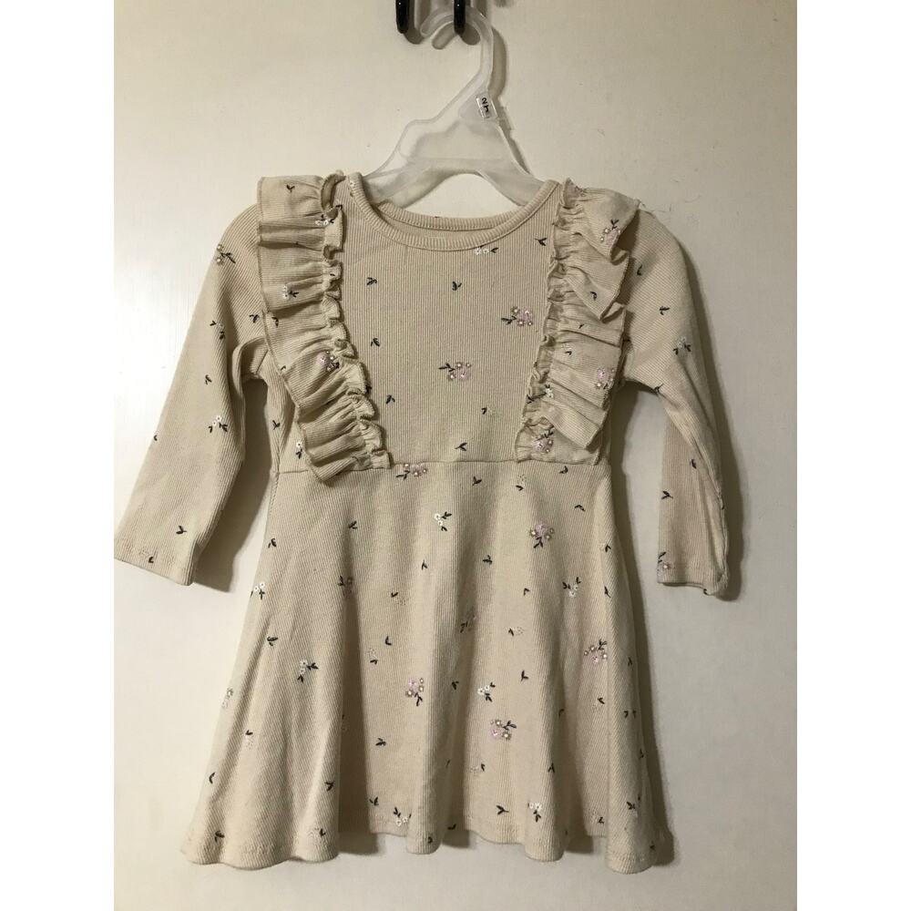 Grayson Collective Toddler Girls 2T Cream purple flowers Ruffle  Dress